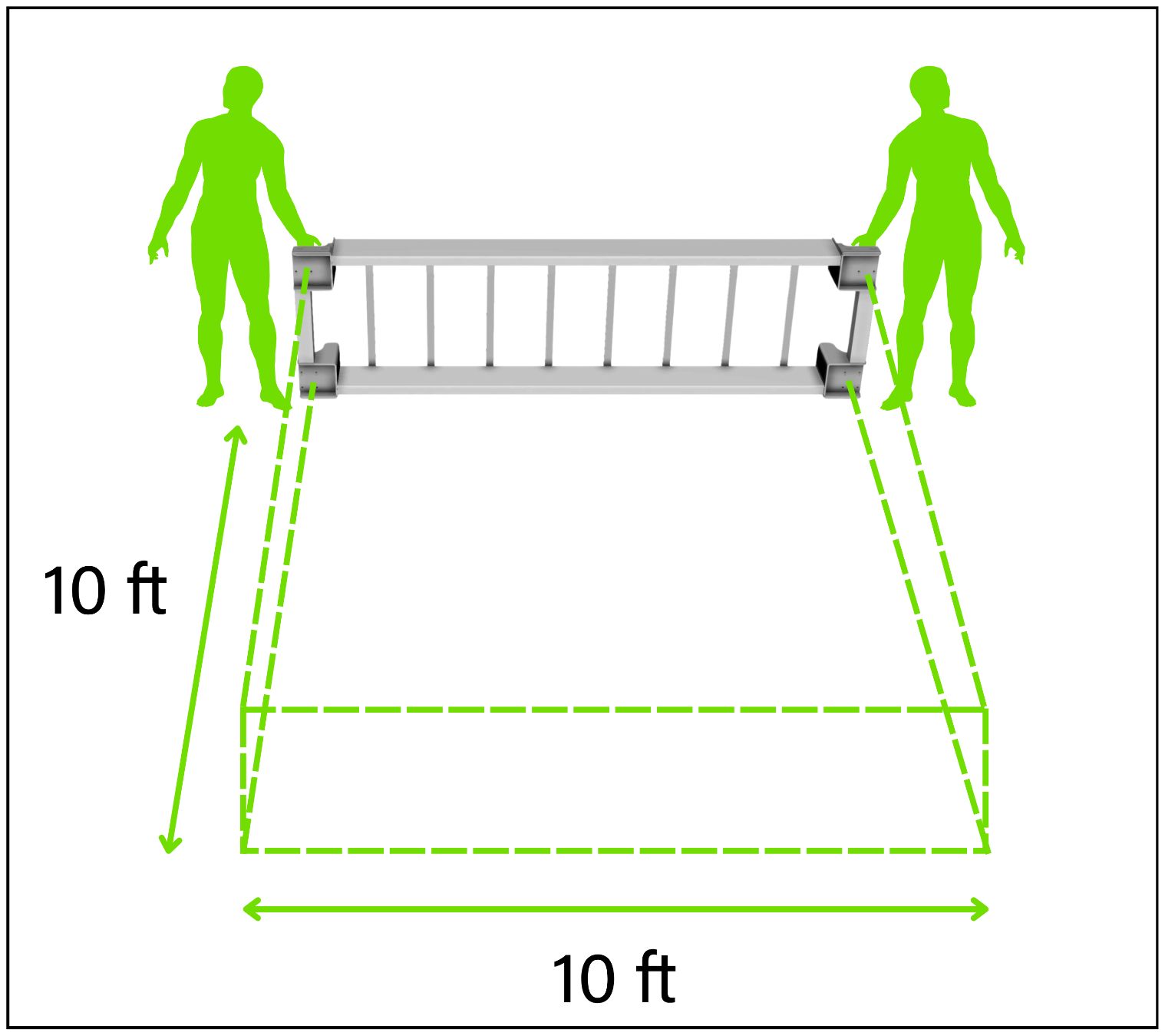 Base Frame tipped lengthwise onto its side on a moving blanket, with open floor on both sides for two people to work