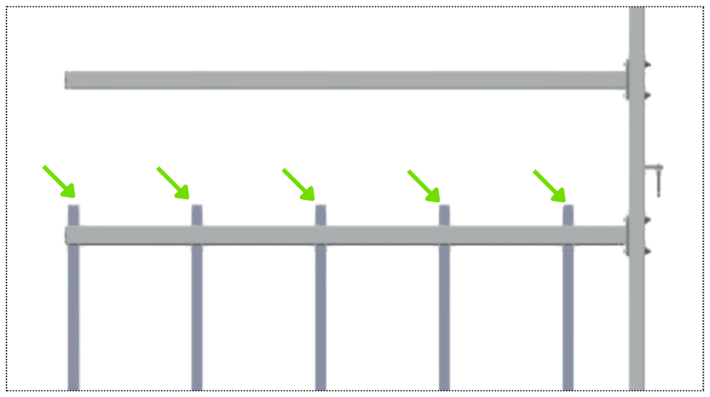 Light Bars mounted on one door, showing the bottom row switch-side-up and the top row switch-side-down meeting at the connectors