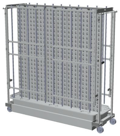 Assembled Flex Acre on casters, showing the full wall of Panels standing above the Tank