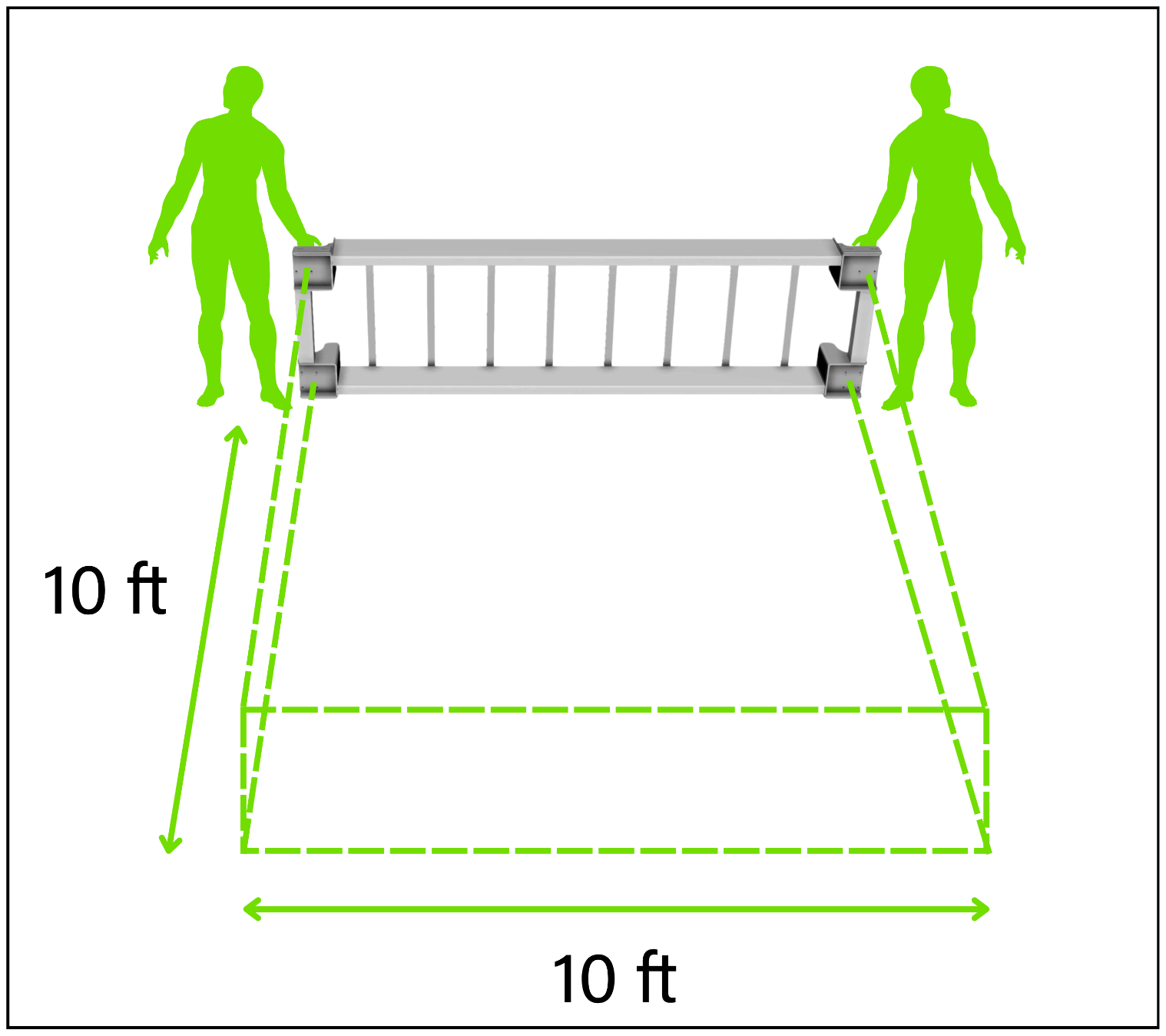 Base Frame tipped lengthwise onto its side on a moving blanket, with open floor on both sides for two people to work