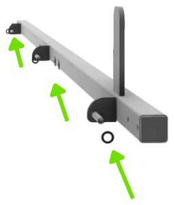 Close view of a Light Arm bolted to the Door Hinge Post, with a plastic washer sliding onto the door hinge below it
