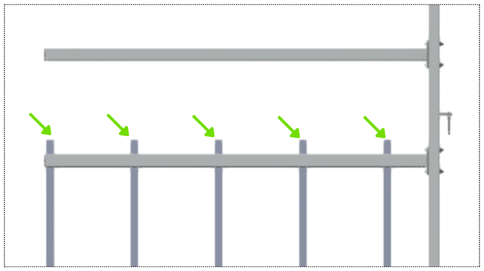 Light Bars mounted on one door, showing the bottom row switch-side-up and the top row switch-side-down meeting at the connectors