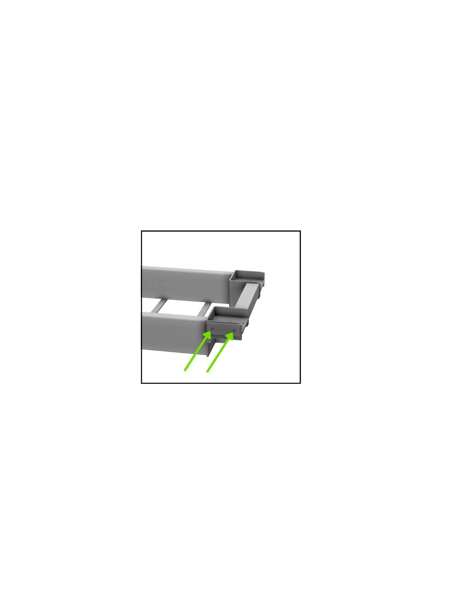 Skid Plate fastened to the bottom corner of your Base Frame, with its narrow side facing out and both plate screws driven in from the outside