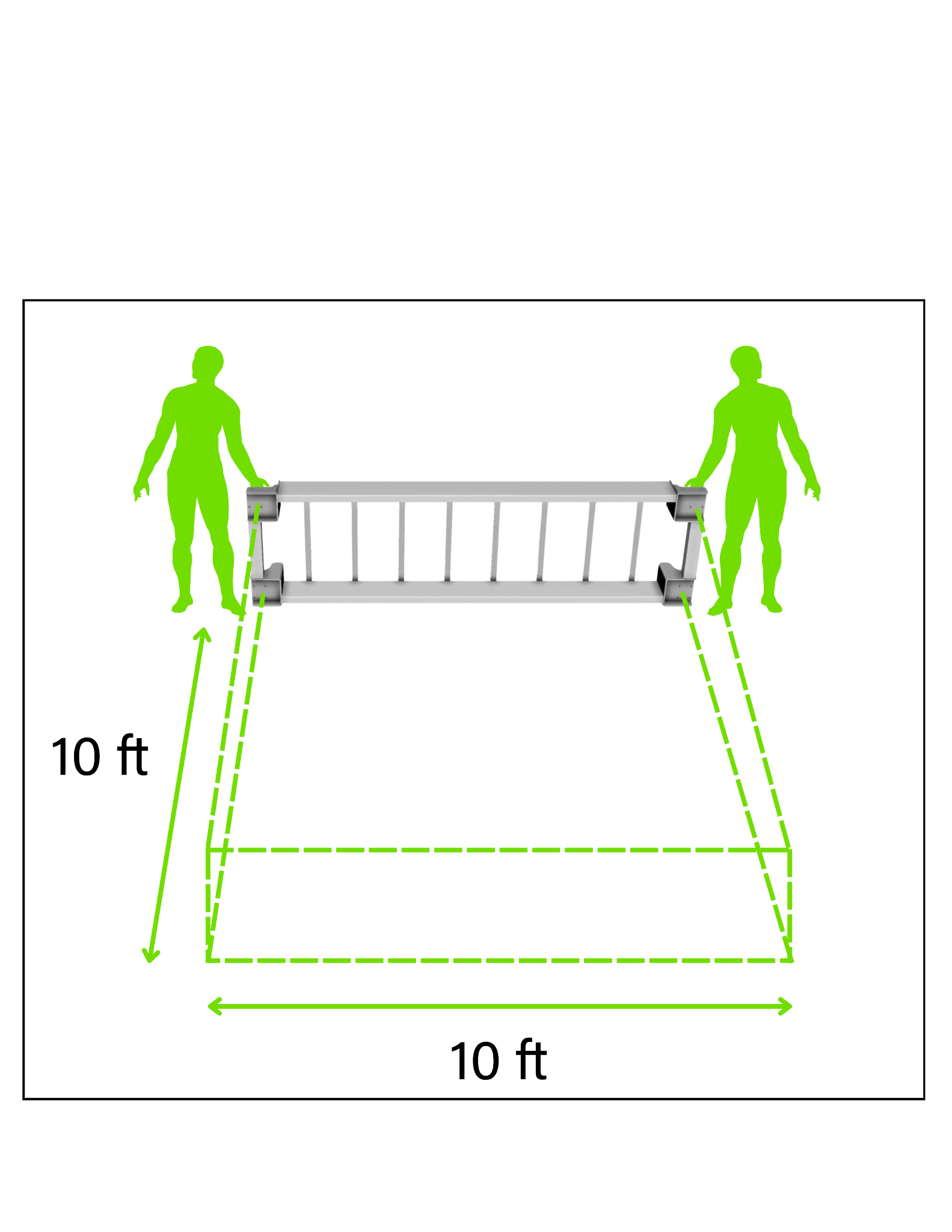 Base Frame tipped lengthwise onto its side on a moving blanket, with open floor on both sides for two people to work