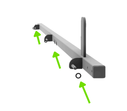 Close view of a Light Arm bolted to the Door Hinge Post, with a plastic washer sliding onto the door hinge below it