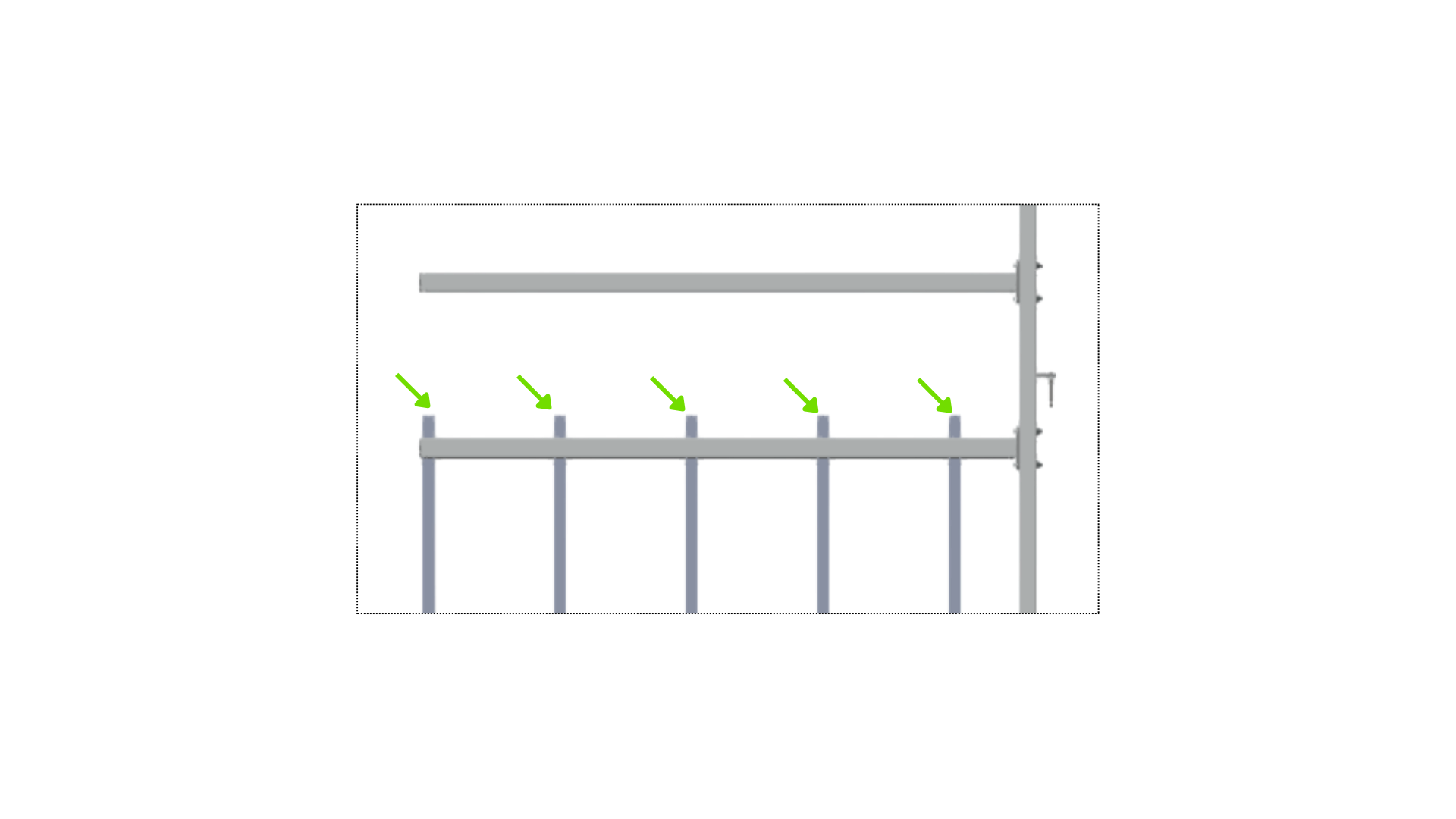 Light Bars mounted on one door, showing the bottom row switch-side-up and the top row switch-side-down meeting at the connectors